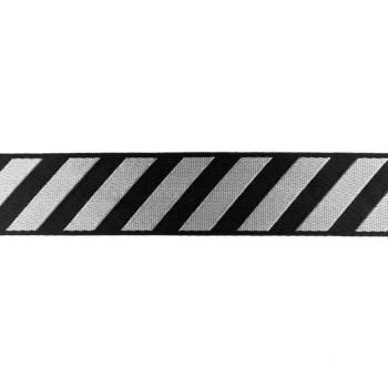 Gurtband 4 cm breit mit Streifen Schwarz/Hellgrau glänzend